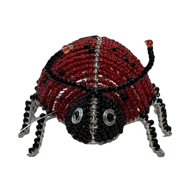 Beadworx Grassroots Hand Crafted Lady Bug African Street Craft Artisan Ladybug - Picture 1 of 8